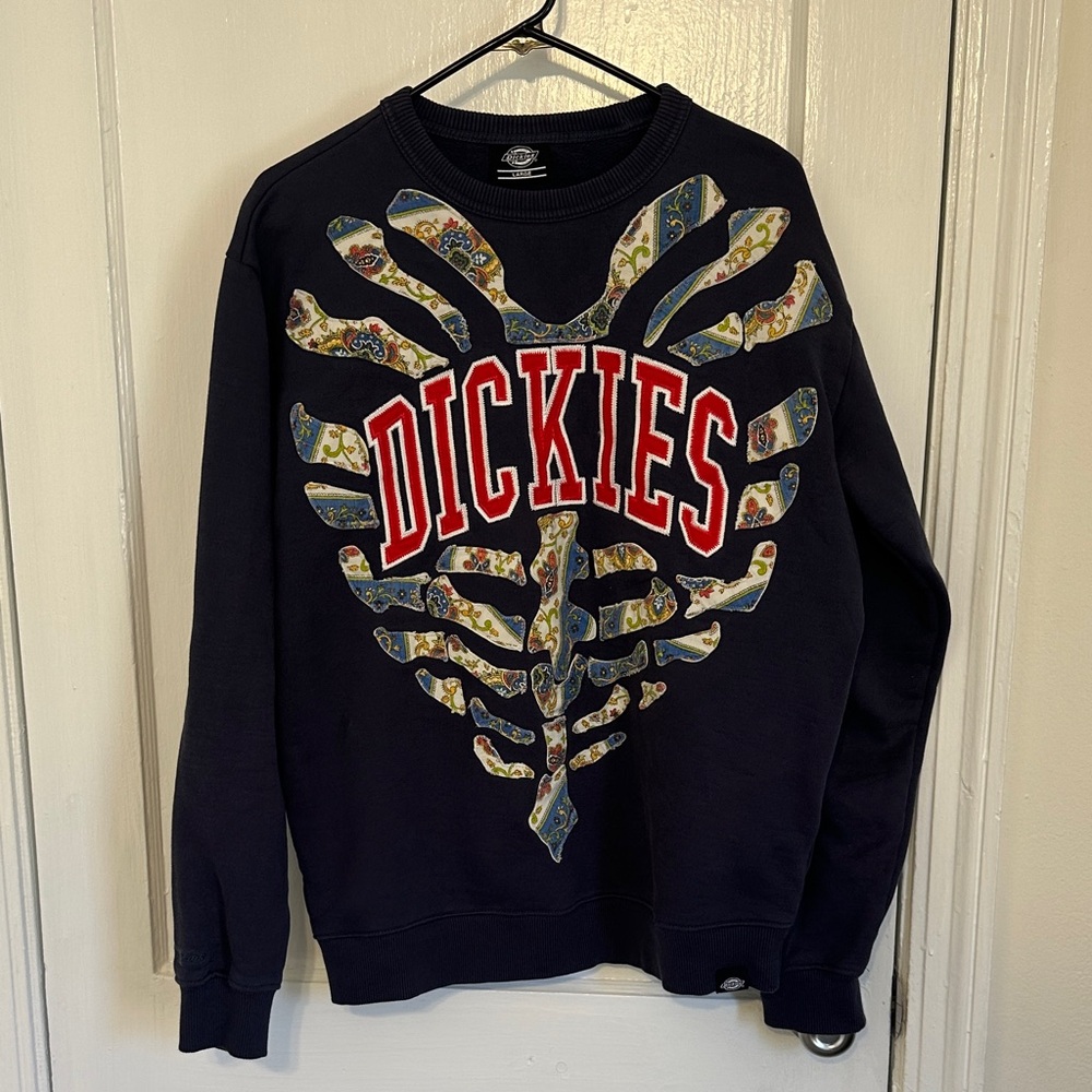 Dickies Handmade Navy Crewneck Sweater with Graphic Design